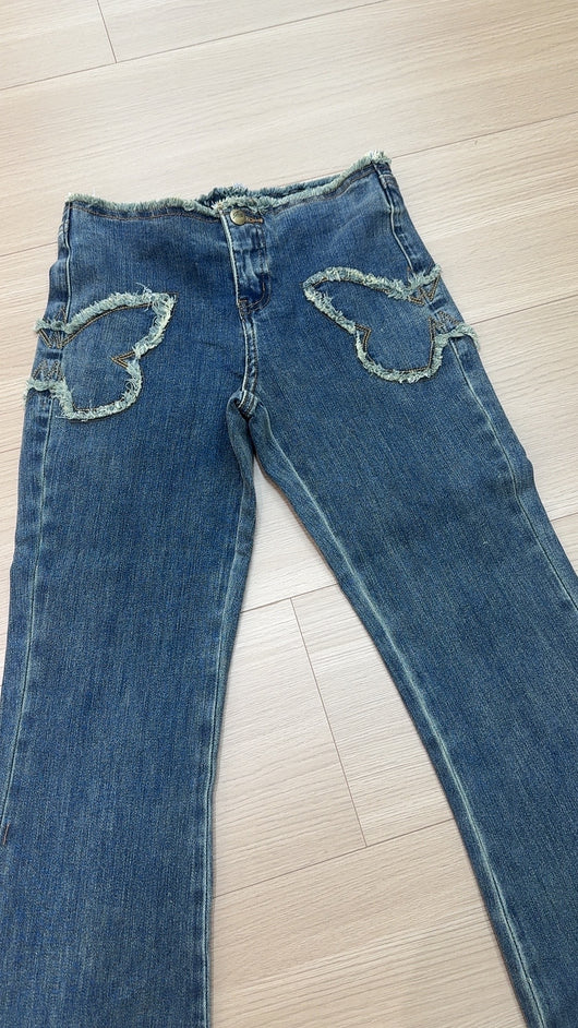 Jeans Slim Fit Retro con Bordado de Mariposas para Mujer - Image 11