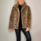 Women's Leopard Print Lapel Faux Leather Coat