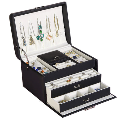 Organizador de Joyas de Tres Niveles - Caja de Almacenamiento Grande Estilo Europeo - Image 10