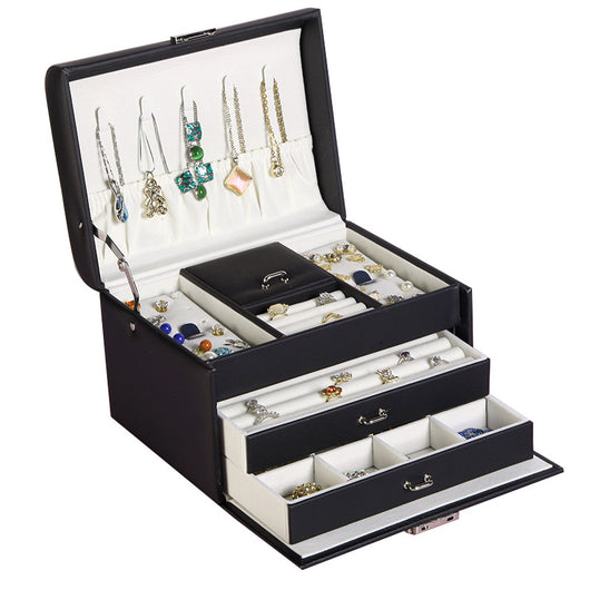 Organizador de Joyas de Tres Niveles - Caja de Almacenamiento Grande Estilo Europeo - Image 10