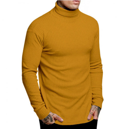 Suéter Tejido Slim Fit Cuello Alto con Rayas Retorcidas para Hombre - Image 8