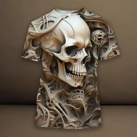 Playera Hip Hop 3D Calavera Estampado Europeo Tendencia Urbana - Image 14