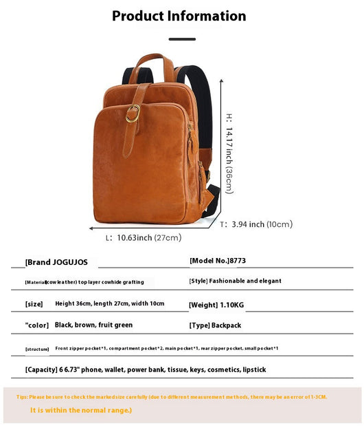 Mochila de Cuero Genuino Retro Laminado - Image 7