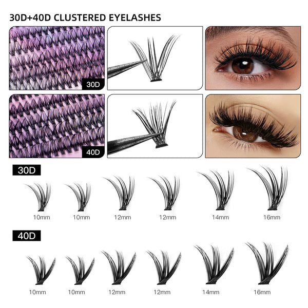 Set de 240 Pestañas Segmentadas en 12 Filas - Volumen 30D y 40D