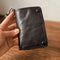 Billetera Juvenil de Cuero con Pliegues - Cartera Corta para Hombre