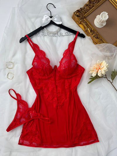 Pijama Sensual de Tul Transparente con Encaje y Recortes para Mujer - Image 9