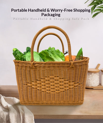 Canasta Tejida de Ratán para Compras, Frutas y Flores - Image 18