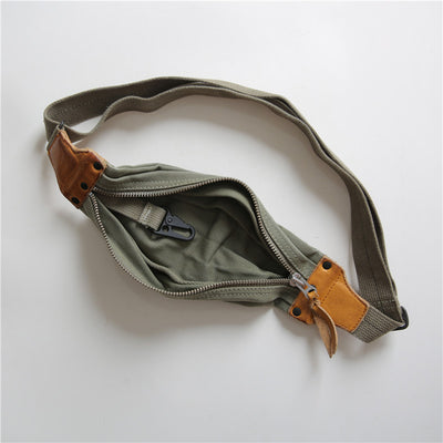 Bolsa Pecho Estilo Militar Retro Lona Desgastada - Image 9