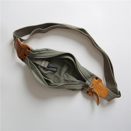 Bolsa Pecho Estilo Militar Retro Lona Desgastada - Image 9