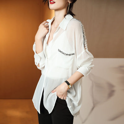 Blusa de Verano Elegante Transpirable con Detalle Calado - Image 10