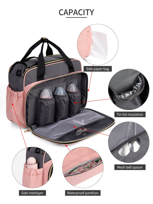 Bolsa Pañalera Crossbody Multifuncional de Gran Capacidad en Tela Oxford - Image 6