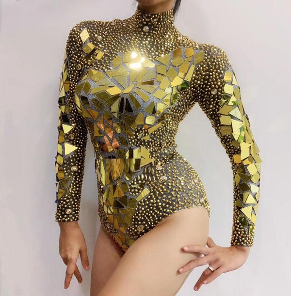 Vestido de Cantante con Cristales Brillantes para Escenario