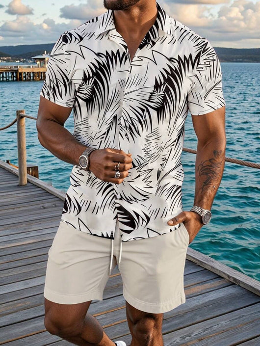 Conjunto Hombre Impresión 3D - Camisa y Shorts Holgados - Image 19