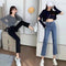 Jeans Rectos Slim para Mujer con Abertura