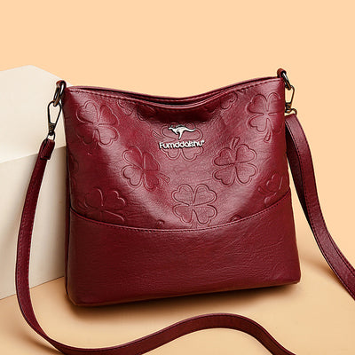 Bolso Bucket de Cuero Genuino con Grabado - Gran Capacidad para Mujer - Image 2