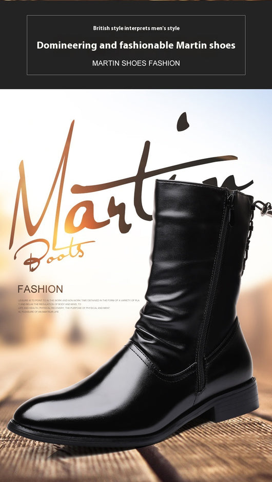 Botas Altas de Cuero para Hombre Estilo Británico-Coreano - Image 16