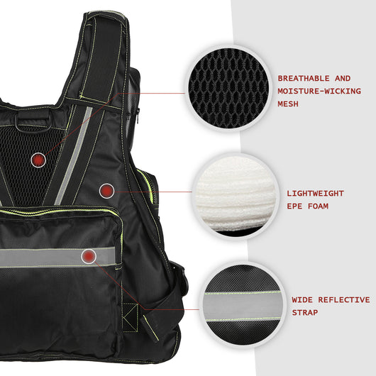 Chaleco Salvavidas de Pesca Impermeable con Bolsillos Desmontables para Adultos - Image 13
