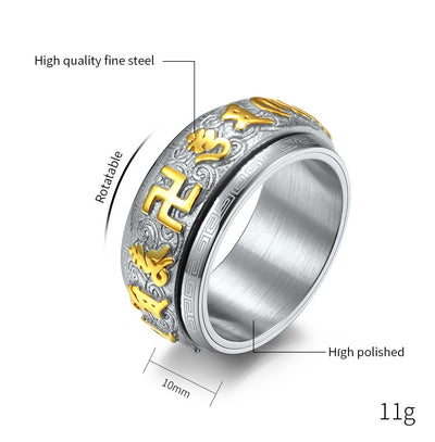 Anillo Mantra Budista Huiwen Guochao - Acero Inoxidable - Image 12