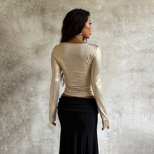 Blusa Larga Ajustada con Cuello Cuadrado y Efecto Bronceado para Mujer - Image 21