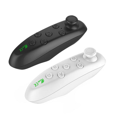 White Bluetooth remote control gamepad with joystick and multiple buttons, held in a hand. - Image 3
