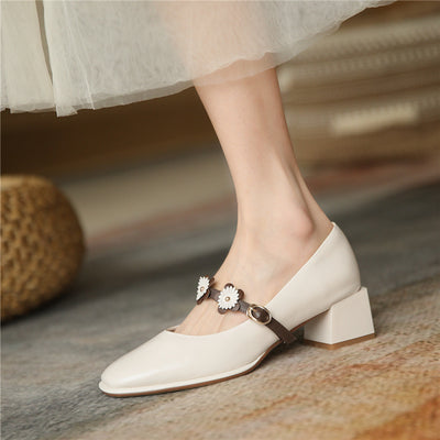 Tacones Altos Retro Francés Punta Cuadrada Primavera - Image 8