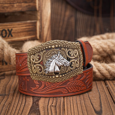 Cinturón Vaquero Retro Tallado con Personalidad para Hombre - Image 7