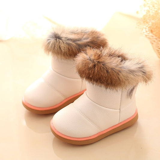 Botas de Nieve para Niña con Forro de Conejo Real y Suela Suave