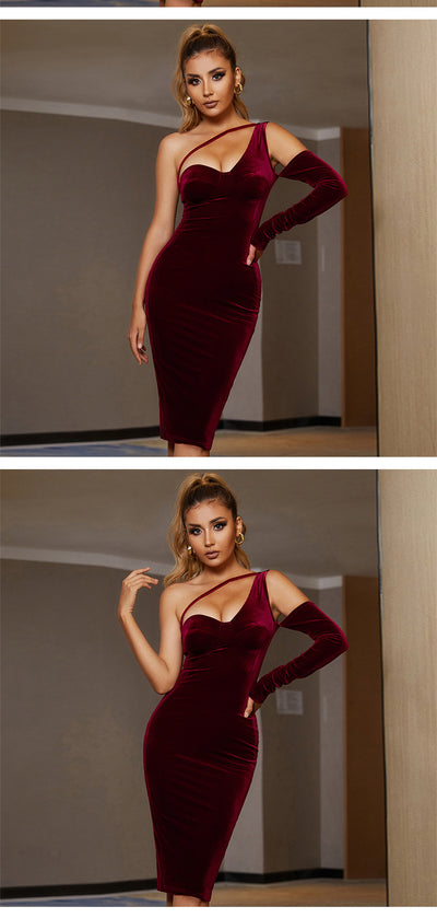 Vestido Velvet Dorado Elegancia para Alfombra Roja - Image 13