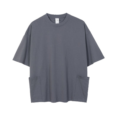Camiseta Casual Americana de Manga Corta con Bolsillo y Orilla Deshilachada para Hombre - Image 8