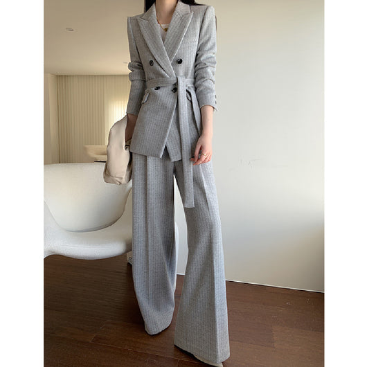 Traje de Abrigo de Lana con Pantalón Ancho para Mujer - Image 12