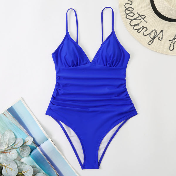 Traje de Baño Enterizo Amarillo Clásico con Halter Ajustable