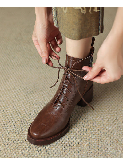 Botas Retro de Cuero Marrón con Cordones - Image 13