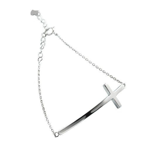 Pulsera de Plata Esterlina con Cruz Brillante para Mujer