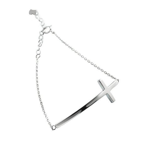 Pulsera de Plata Esterlina con Cruz Brillante para Mujer