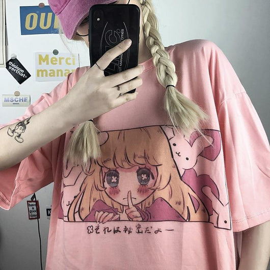 Playera Suelta Estilo Retro Coreano con Estampado Infantil - Manga Corta Blanca - Image 5