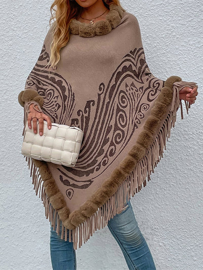 Chal con Cuello de Piel y Flecos Elegante para Invierno - Image 11