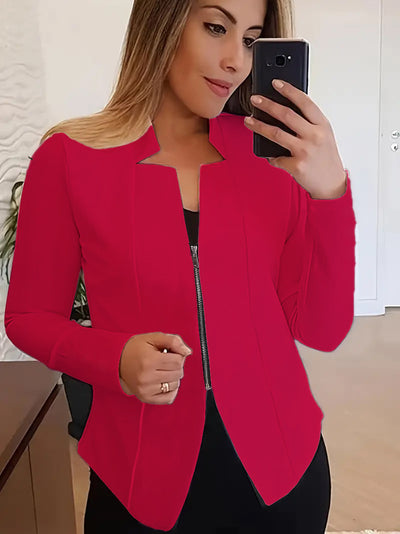 Chaqueta Blazer Mujer Cierre Cremallera Corte Entallado - Image 8
