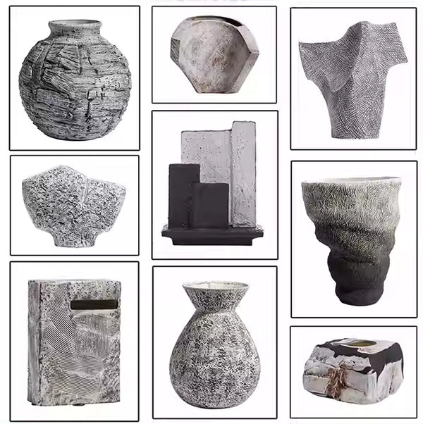 Jarrón Decorativo de Cerámica Blanca Estilo Wabi-sabi