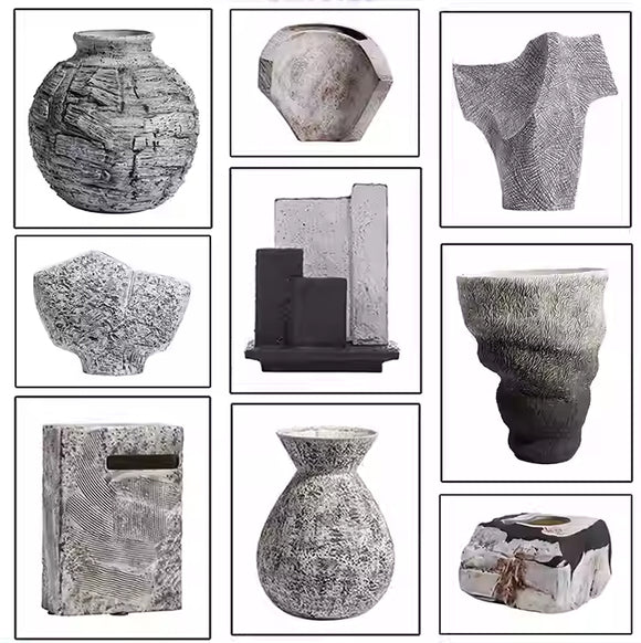 Jarrón Decorativo de Cerámica Blanca Estilo Wabi-sabi