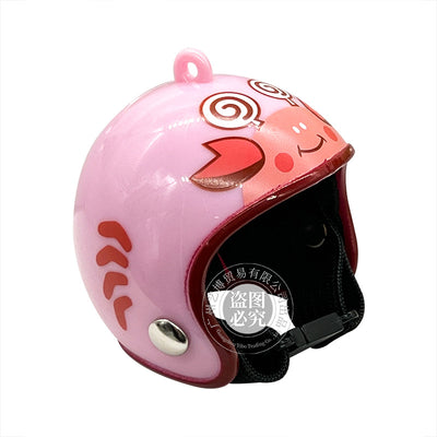 Red pet helmet with a strawberry design, featuring a smiling face, green leaves, and yellow seeds. - Image 13