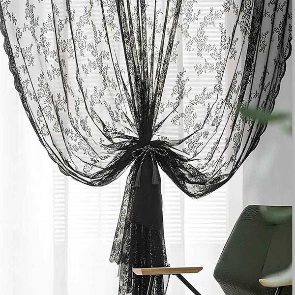 Cortina de Encaje Vintage Semisombra para Ventanas