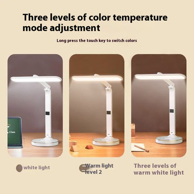 Lámpara de Escritorio Inteligente con Reloj, Carga Inalámbrica y Protección Visual - Image 2