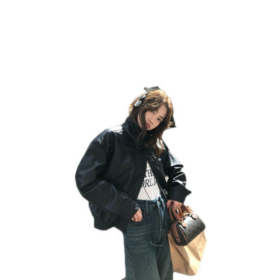 Chaqueta de Cuero Cropped Retro Americana para Mujer - Estilo Cool y Sofisticado - Image 6