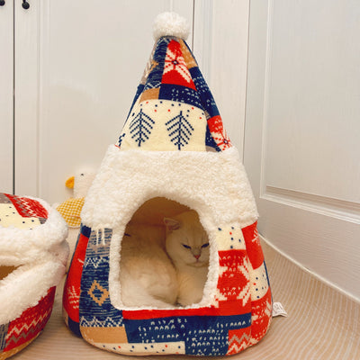 Cama Térmica de Lana para Gatos - Nido Acogedor Año Nuevo - Image 3