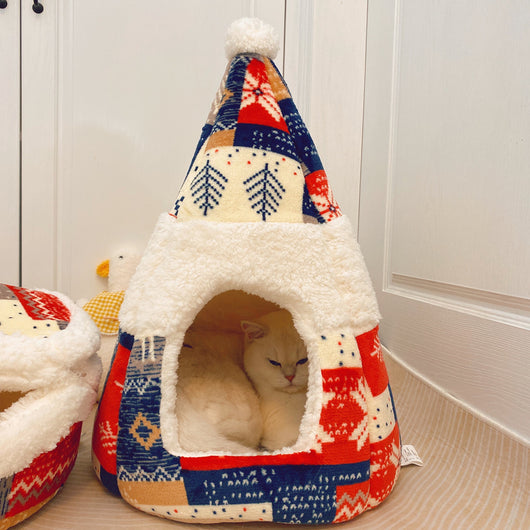 Cama Térmica de Lana para Gatos - Nido Acogedor Año Nuevo - Image 3