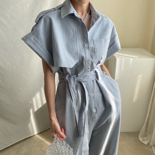 Jumpsuit de Trabajo Elegante con Cintura Ajustable y Múltiples Bolsillos - Image 7