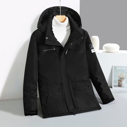Chaqueta Acolchada de Plumón de Pato para Hombre con Cuello de Piel