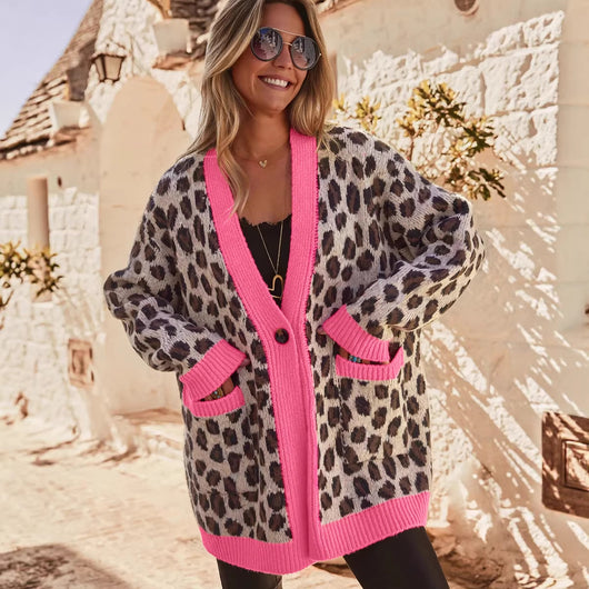 Cardigan Largo Estampado Leopardo para Mujer - Diseño Suelto y Elegante - Image 3