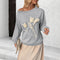 Blusa Elegante con Flores 3D y Hombros Descubiertos