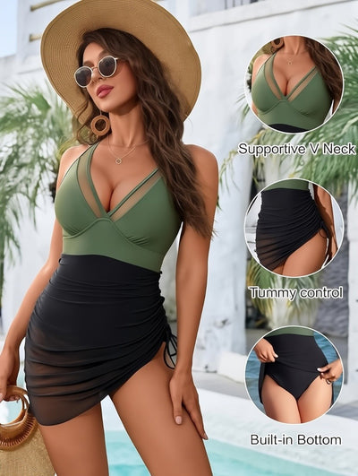 Traje de Baño Enterizo con Malla y Cordón Ajustable - Image 18